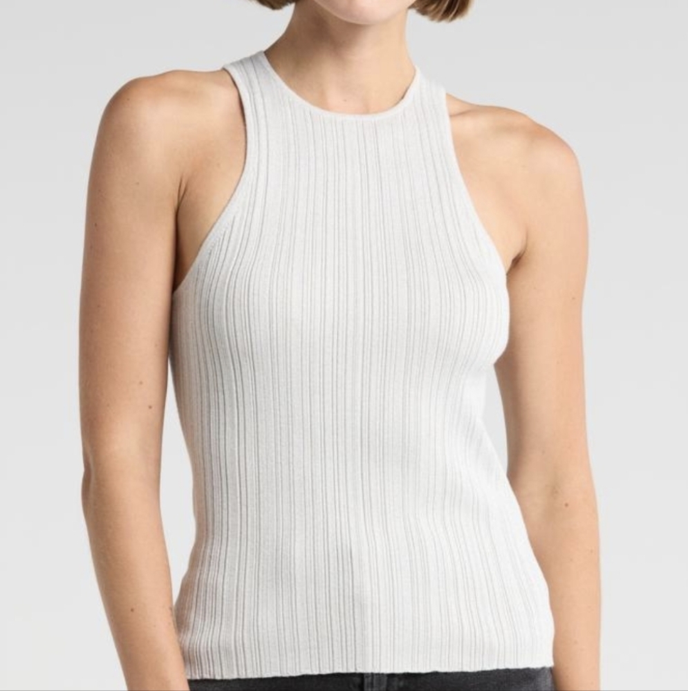 Madewell Ribbed Knit Tank Top - Light Sparkle Grey